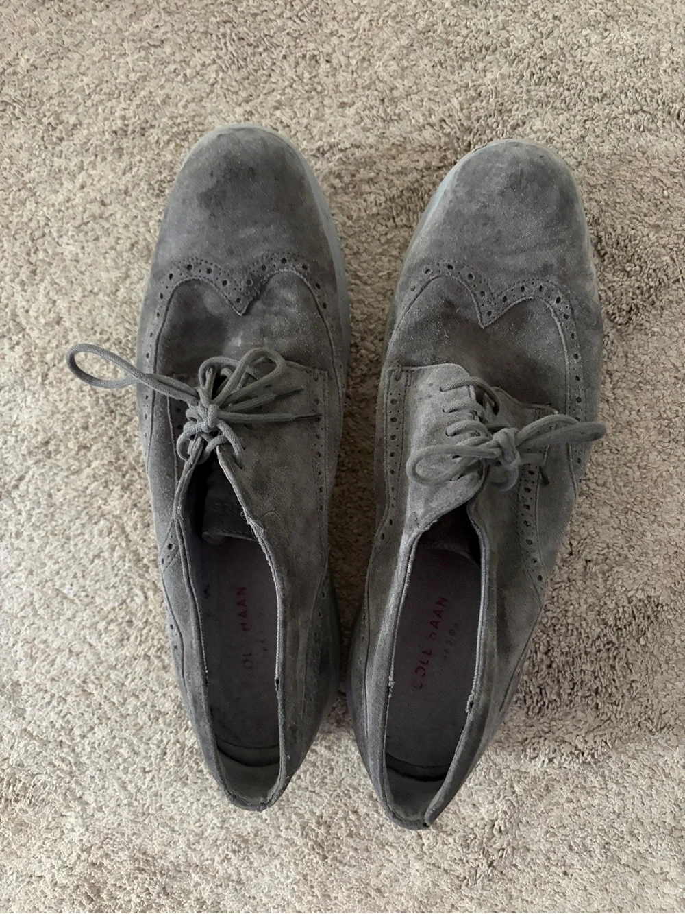 Cole Haan Men's Grey Suede Wingtip Derbys Sz 13M